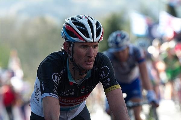 Frank Schleck (RadioShack-Nissan) at the finish atop the Mur de Huy.