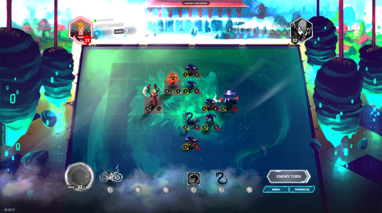 The Abyssian faction specializes in creating lots of tiny minions, and a little luck can give them an explosive start. This was on turn 1.