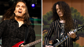 Former Megadeth guitarists Kiko Loureiro and Marty Friedman performing onstage