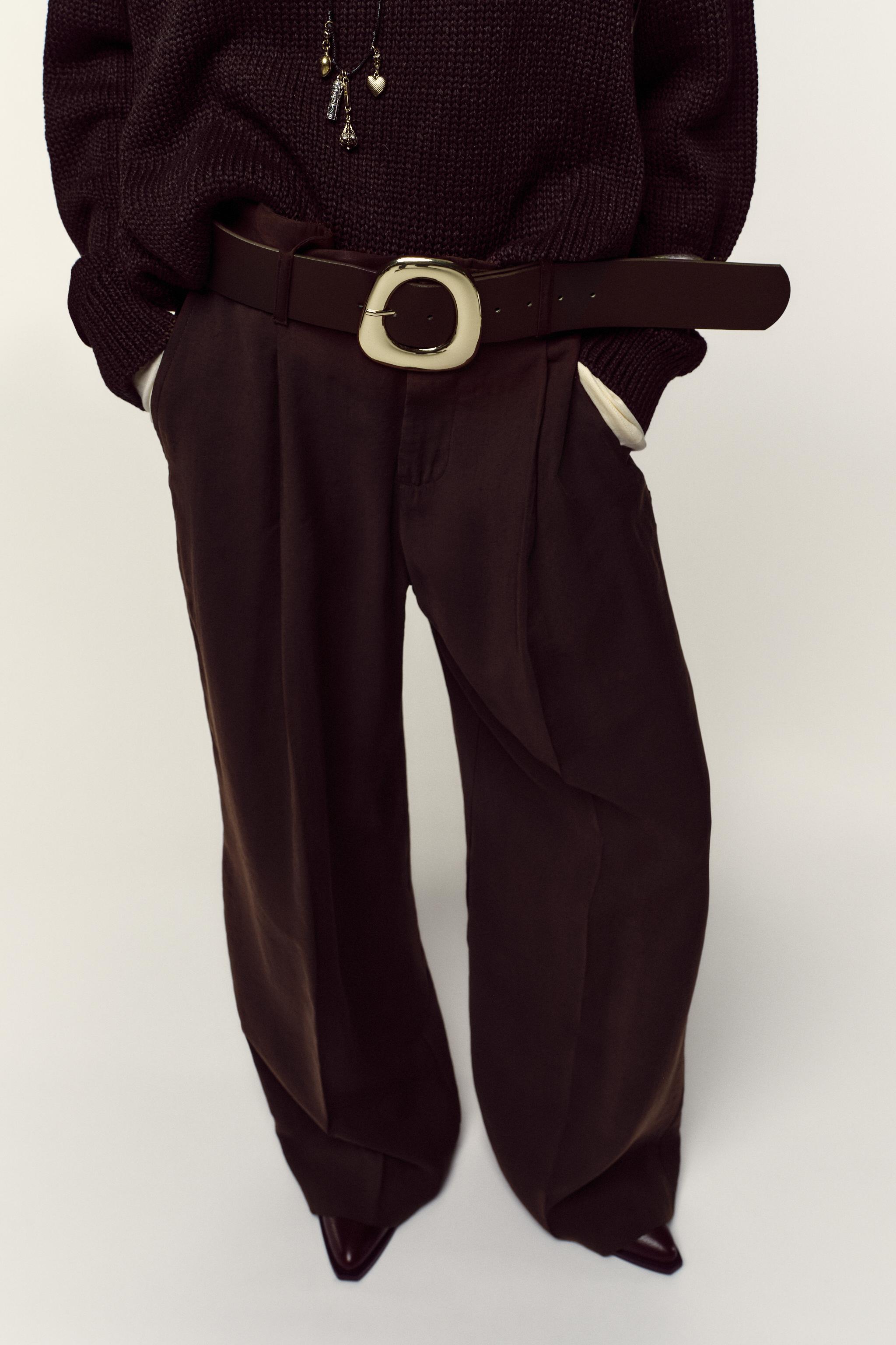 Wide-Leg Trousers With Belt