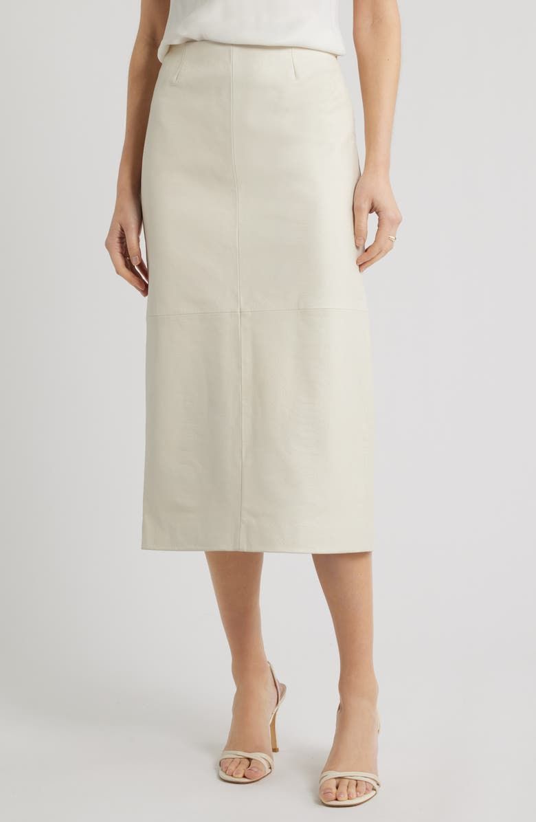 Croc Embossed Leather Pencil Midi Skirt