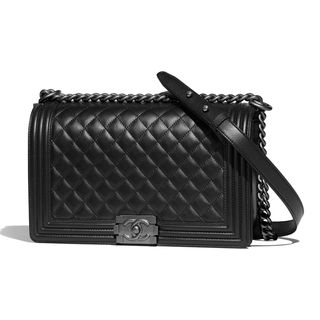 Chanel Large Boy Handbag Metal Black 