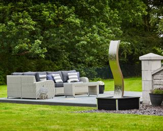 waves water feature from moda furnishings on lawn