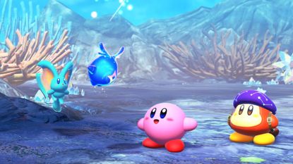Kirby meets with his allies in Kirby and the Forgotten Land