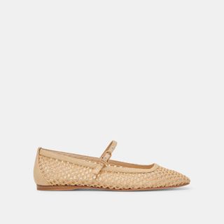 Reyes Wide Ballet Flats Lt Natural Woven Raffia