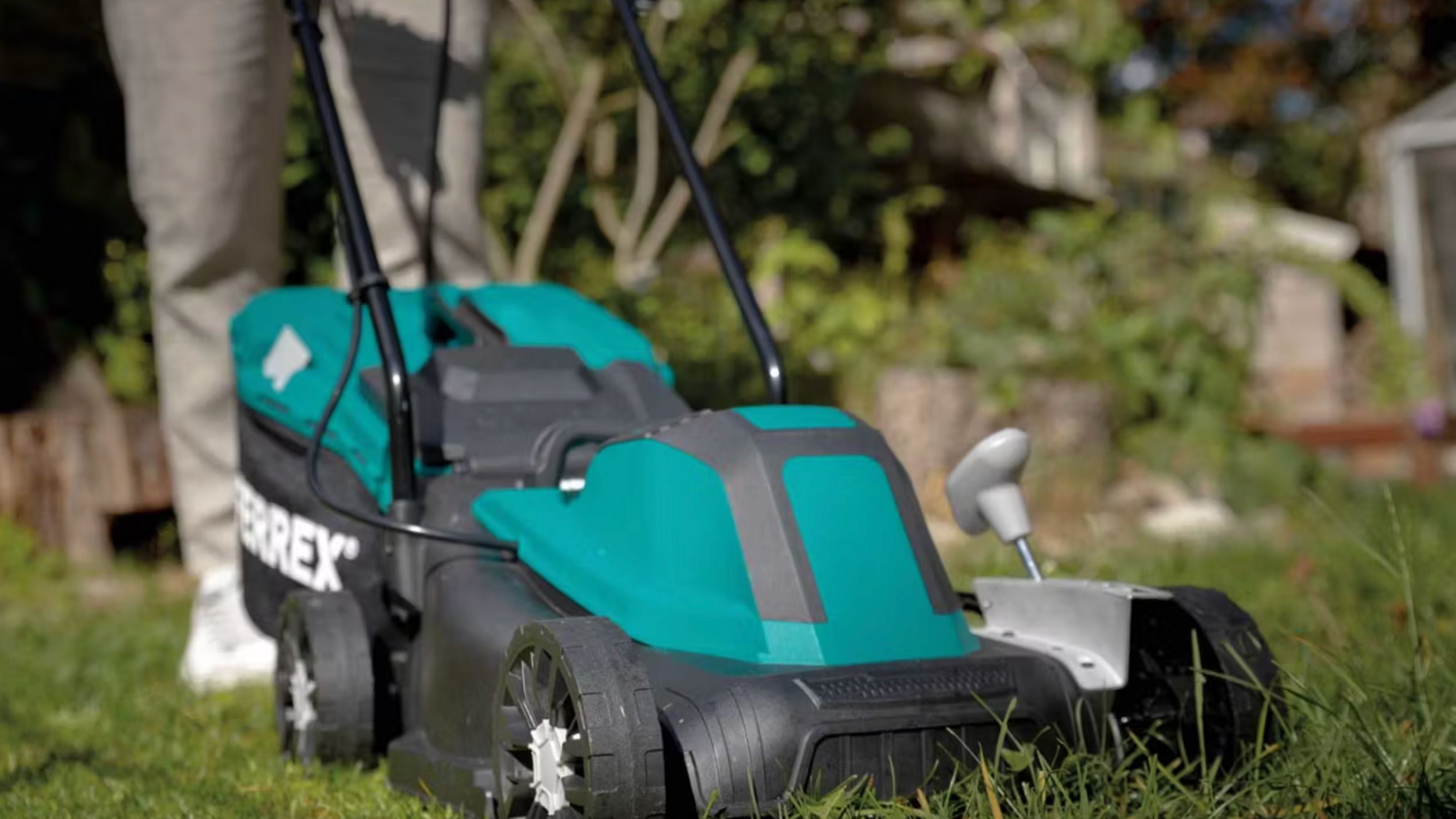 Aldi Electric Lawn Mower in use on grass