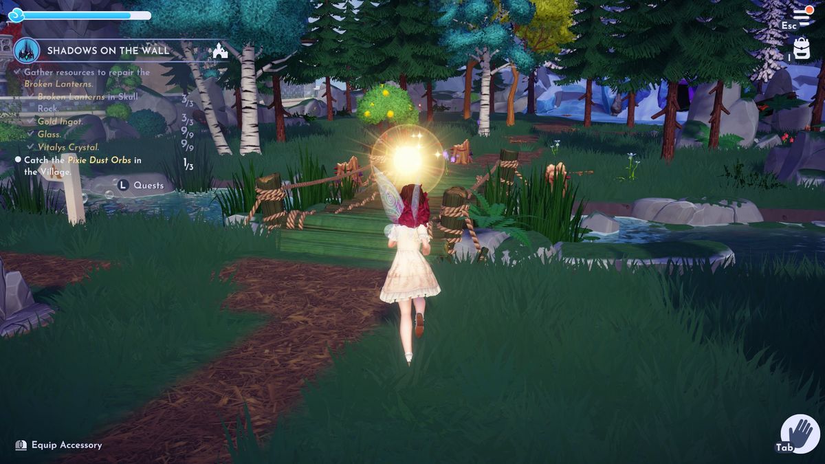 Pixie Dust orbs in three different locations in Disney Dreamlight Valley