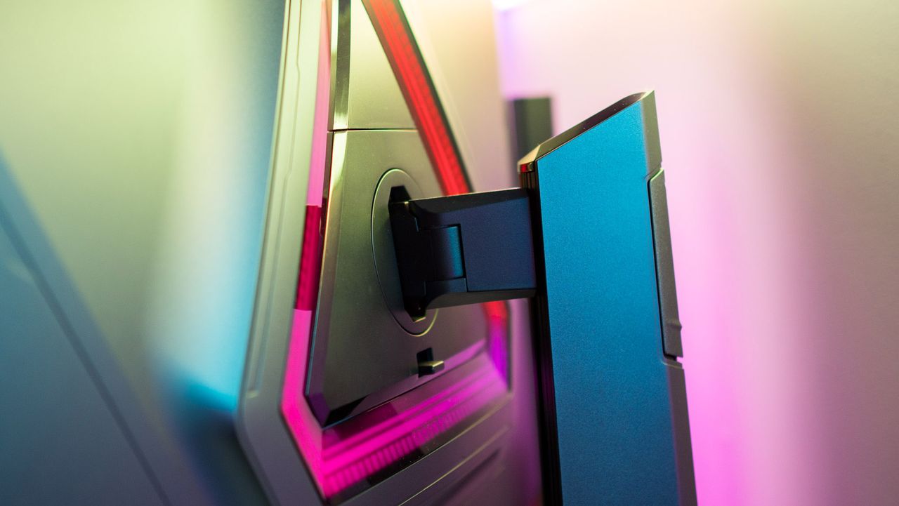 Back view of Redmagic 4K Gaming Monitor with RGB triangle light