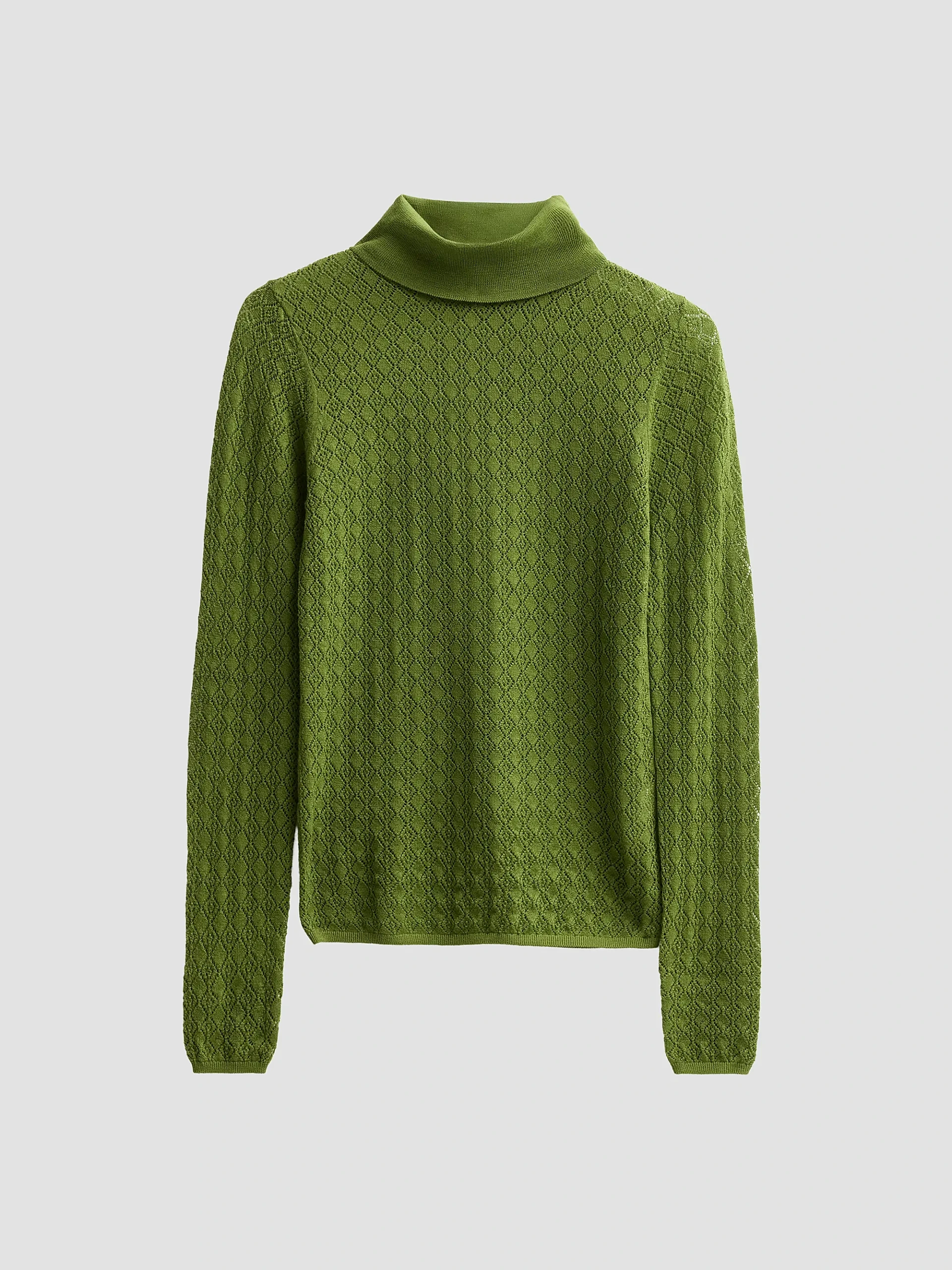 Kayden Pointelle Merino-Wool Turtleneck Sweater