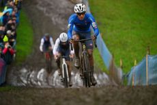 PONTCHATEAU, FRANCE - NOVEMBER 05: Federico Ceolin of Italy competes during the 21st UEC European Cyclo-cross Championships 2023, Men's Elite on November 05, 2023 in Pontchateau, France. (Photo by Luc Claessen/Getty Images)