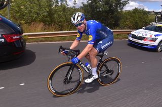 ALTO DO MALHO LOUL PORTUGAL 09 Mei dari Belanda Fabio Jacobsen dan tim Deceuninck QuickStep selama 47th Volta ao Algarve 2021 Tahap 5 hingga 1701 km dari Albufeira ke Alto do Malho 510m Loul VoltAlgarve VAlgarve2021 09 Mei 2021 di Portugal Loulho Getty Images Claesen