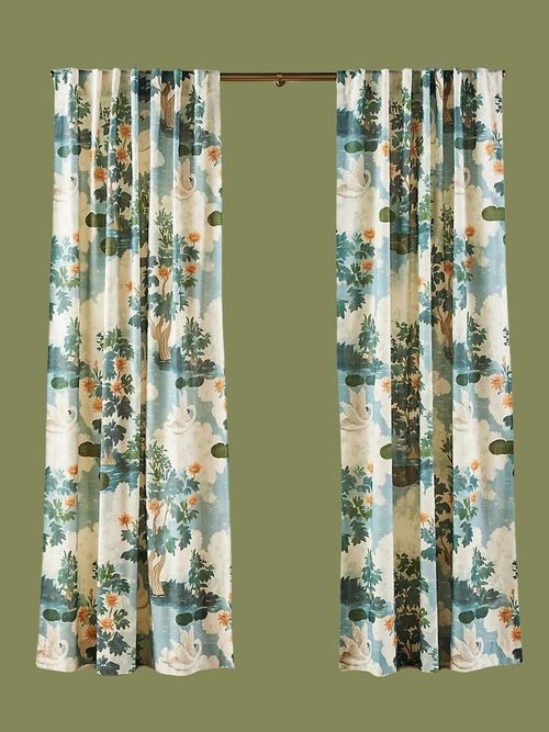 Cotton Printed Swan Curtain