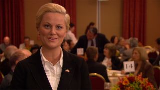 Leslie Knope (Amy Poehler) with a bad haircut in Parks and Recreation