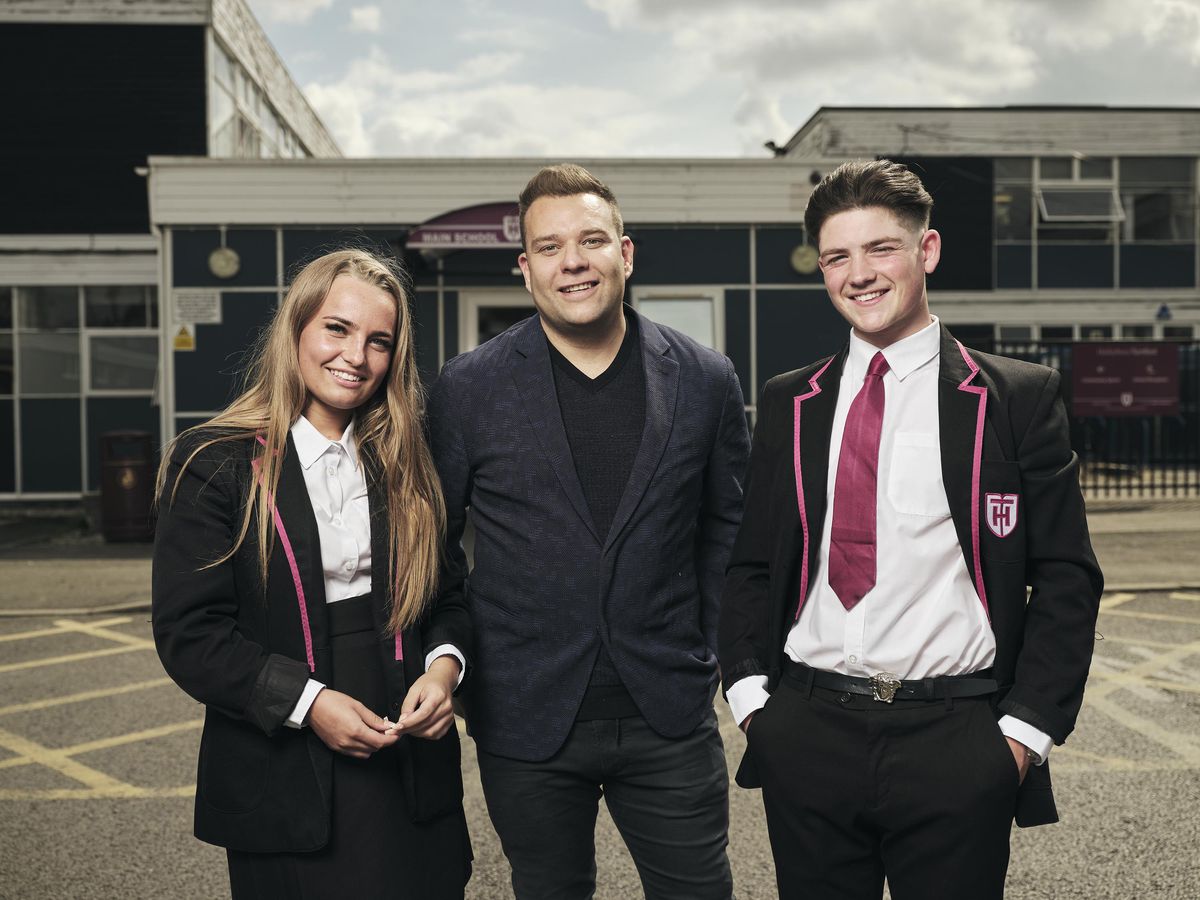 Student Courtney, entrepreneur Paul Rowlett and student Loui in The Secret Teacher