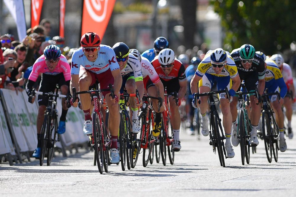 Marcel Kittel (Katusha-Alpecin) heads for his first win of the 2019 season
