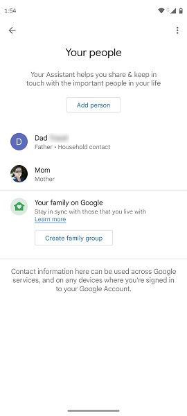 Google Assistant in Contacts