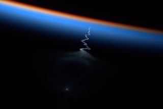 European Space Agency astronaut Samantha Cristoforetti posted on Twitter this photo of the Soyuz astronaut launch on Sept. 21, 2022, taken from the International Space Station.