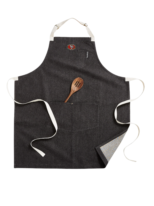 NFL San Francisco 49ers Black Organic Cotton Kitchen Apron With Pockets