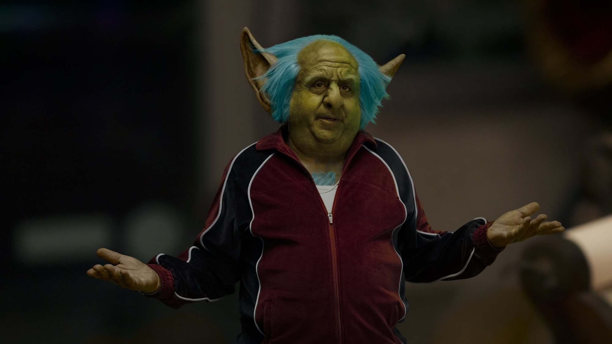 Little green-skinned demon Alexa shrugging in Stuart Fails to Save the Universe Episode 3