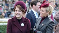 Princess Eugenie of York and Zara Tindall attend 'Style Wednesday' on the second day of The Cheltenham Festival at Cheltenham Racecourse on March 12, 2025