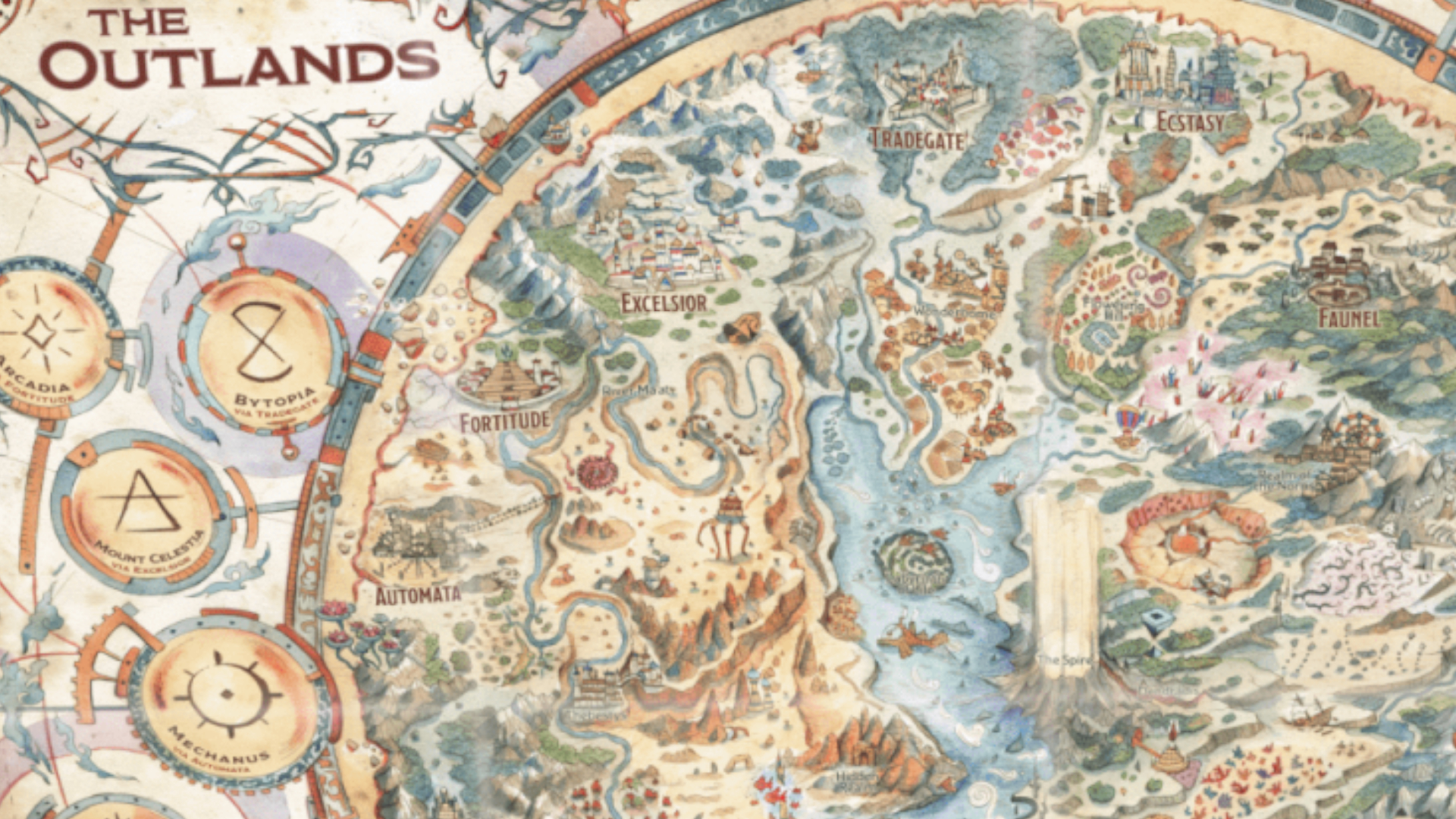 Eine Karte der Outlands in Planescape: Adventures in Space