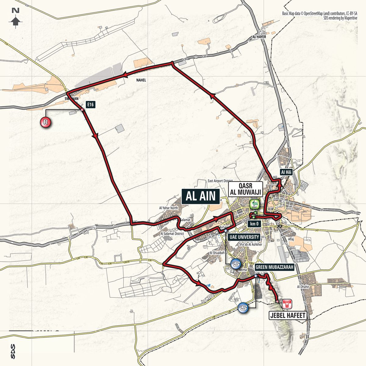 2018 Abu Dhabi Tour stage 5 map