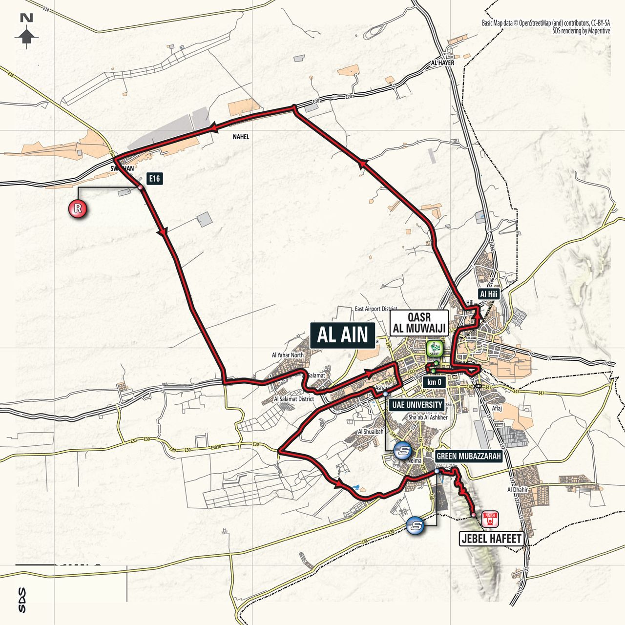 2018 Abu Dhabi Tour stage 5 map
