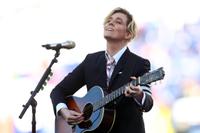 Brandi Carlile&rsquo;s relies on custom gold Spectera SKM handheld transmitters with the Neumann KK 205 microphone capsule at the Super Bowl. (Photo: Greg Simon.)