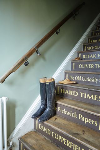 Steps painted with Charles Dickens novel titles