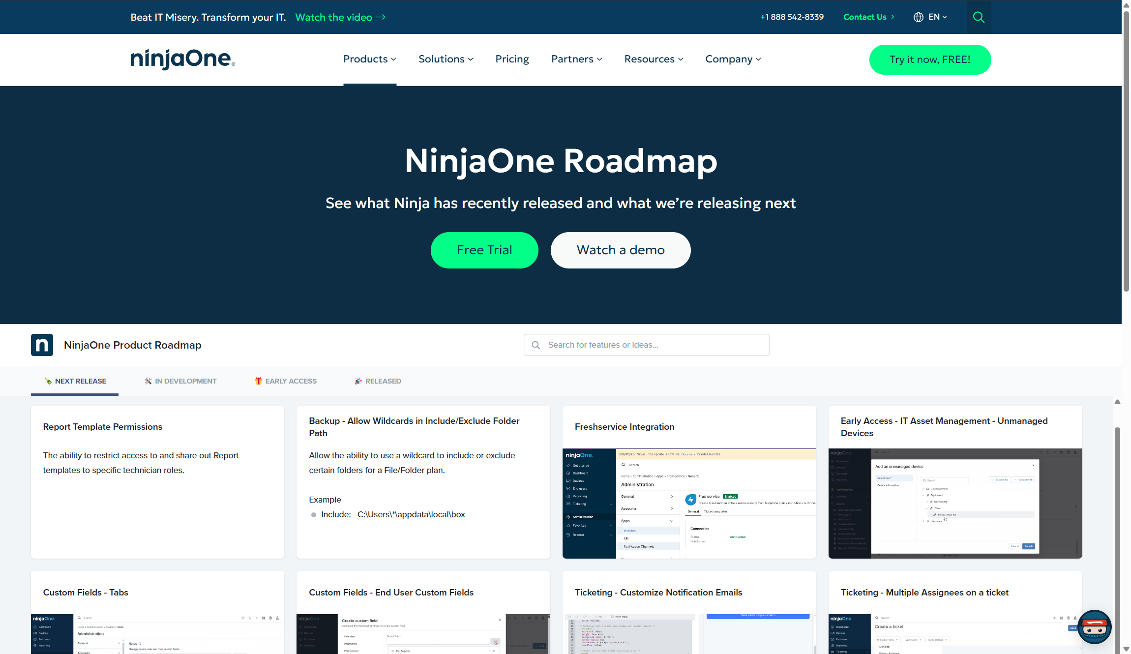 NinjaOne feature roadmap