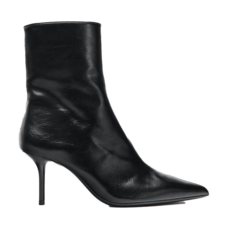 Black leather ankle boots, Zara