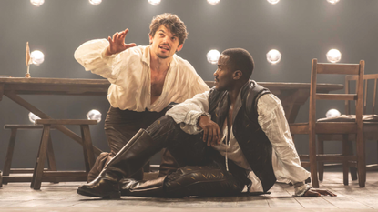 Edward Bluemel as Shakespeare and Ncuti Gatwa as Christopher Marlowe in Born With Teeth 