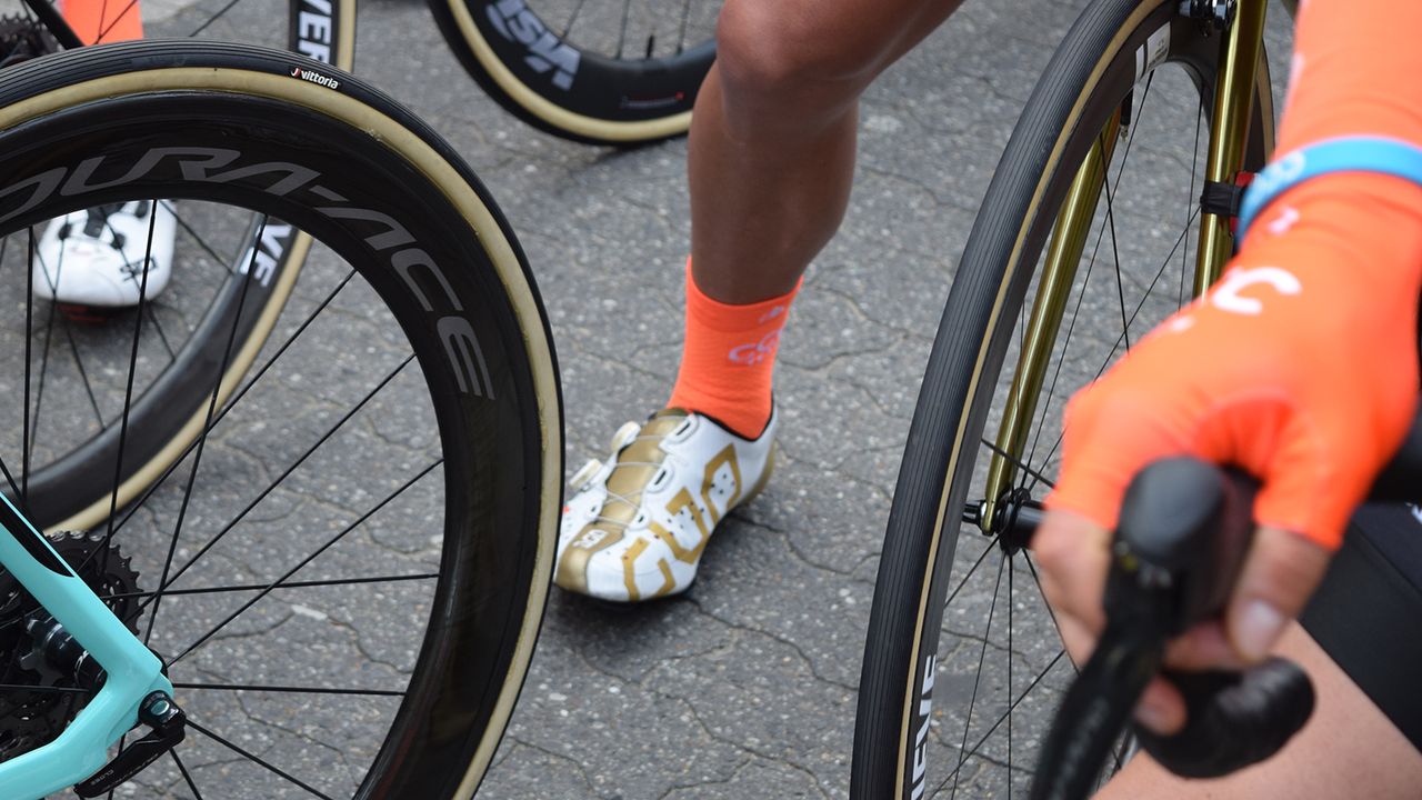 Greg Van Avermaet's Rocket 7 shoes also feature the gold treatment of the Olympic champion