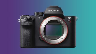 Sony A7R against brightly colored background