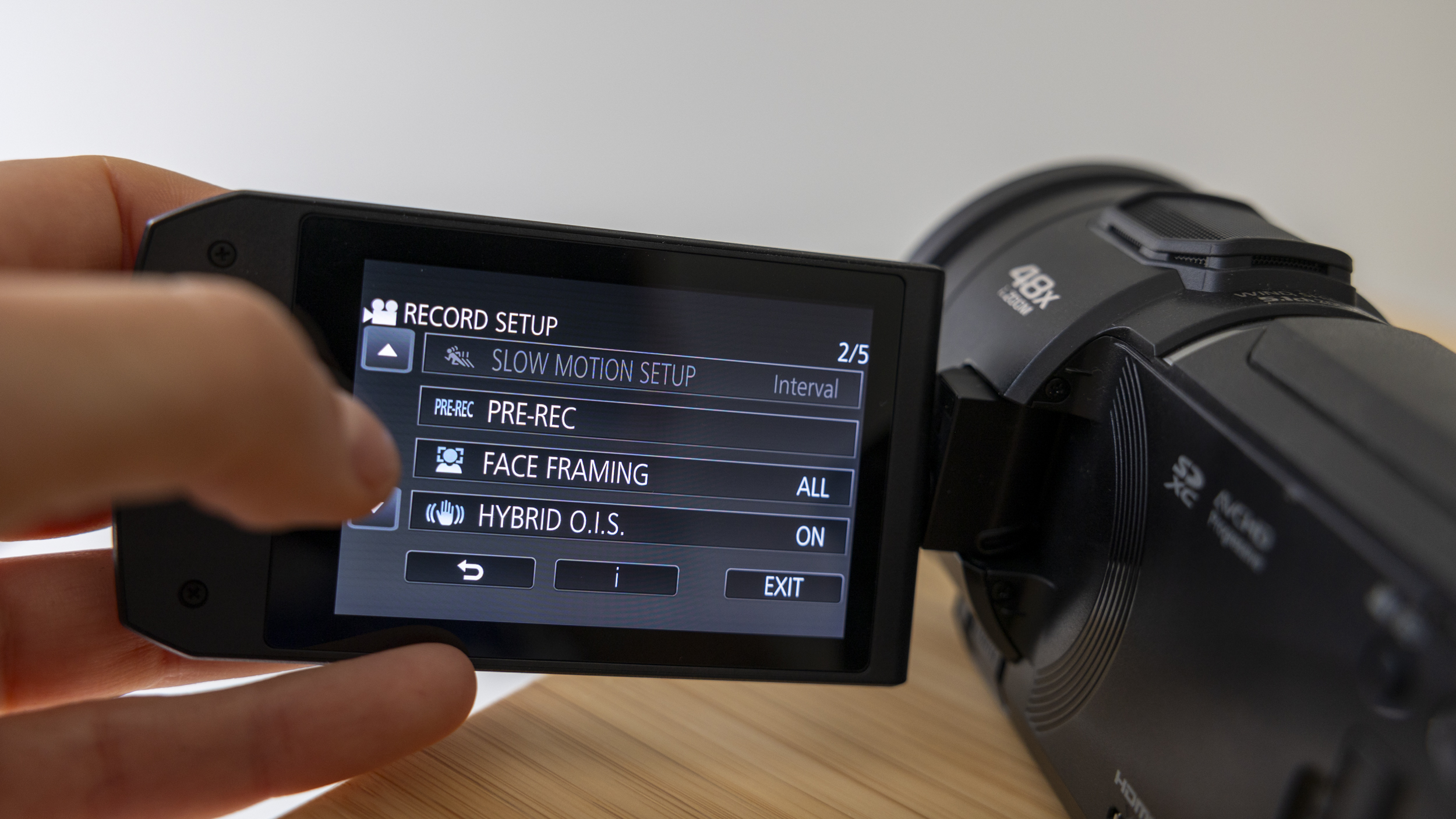 The LCD screen on the Panasonic HC-V900