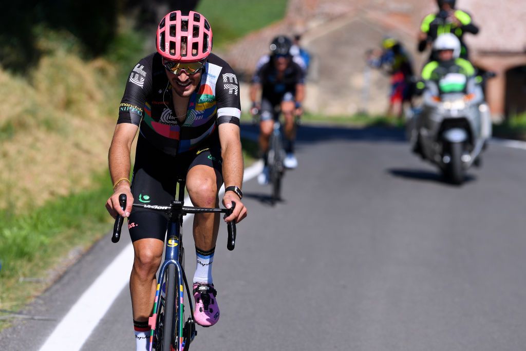 STRADELLA ITALY MAY 27 Alberto Bettiol of Italy and Team EF Education Nippo in the chase group during the 104th Giro dItalia 2021 Stage 18 a 231km stage from Rovereto to Stradella Vineyard UCIworldtour girodiitalia Giro on May 27 2021 in Stradella Italy Photo by Tim de WaeleGetty Images