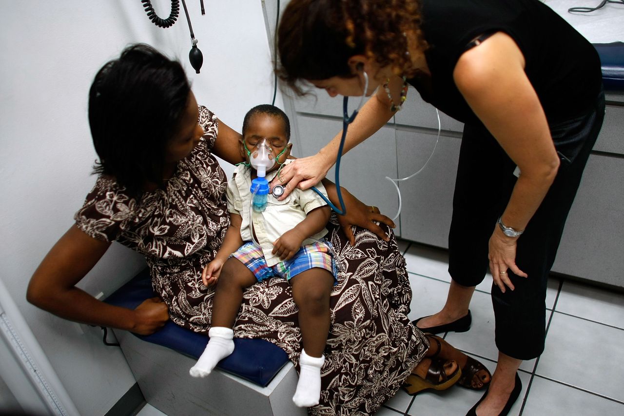 A very young patient at a doctor&amp;#039;s visit.