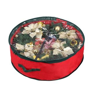 Red wreath bag with clear lid