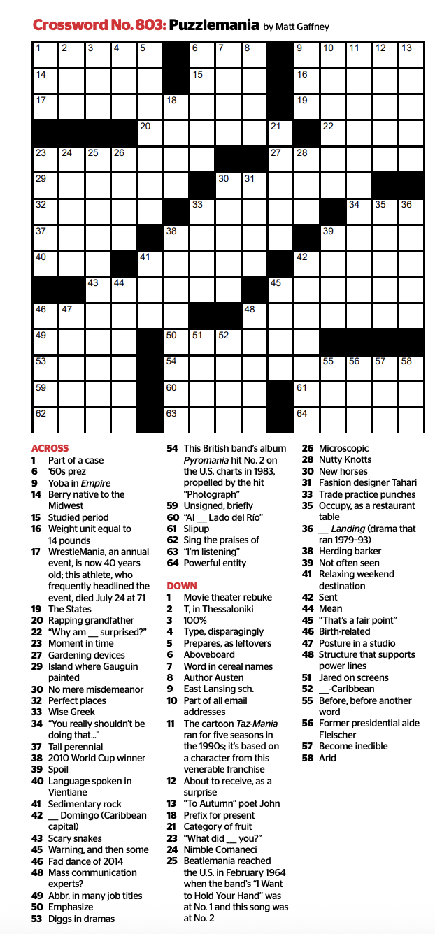 Crossword puzzle
