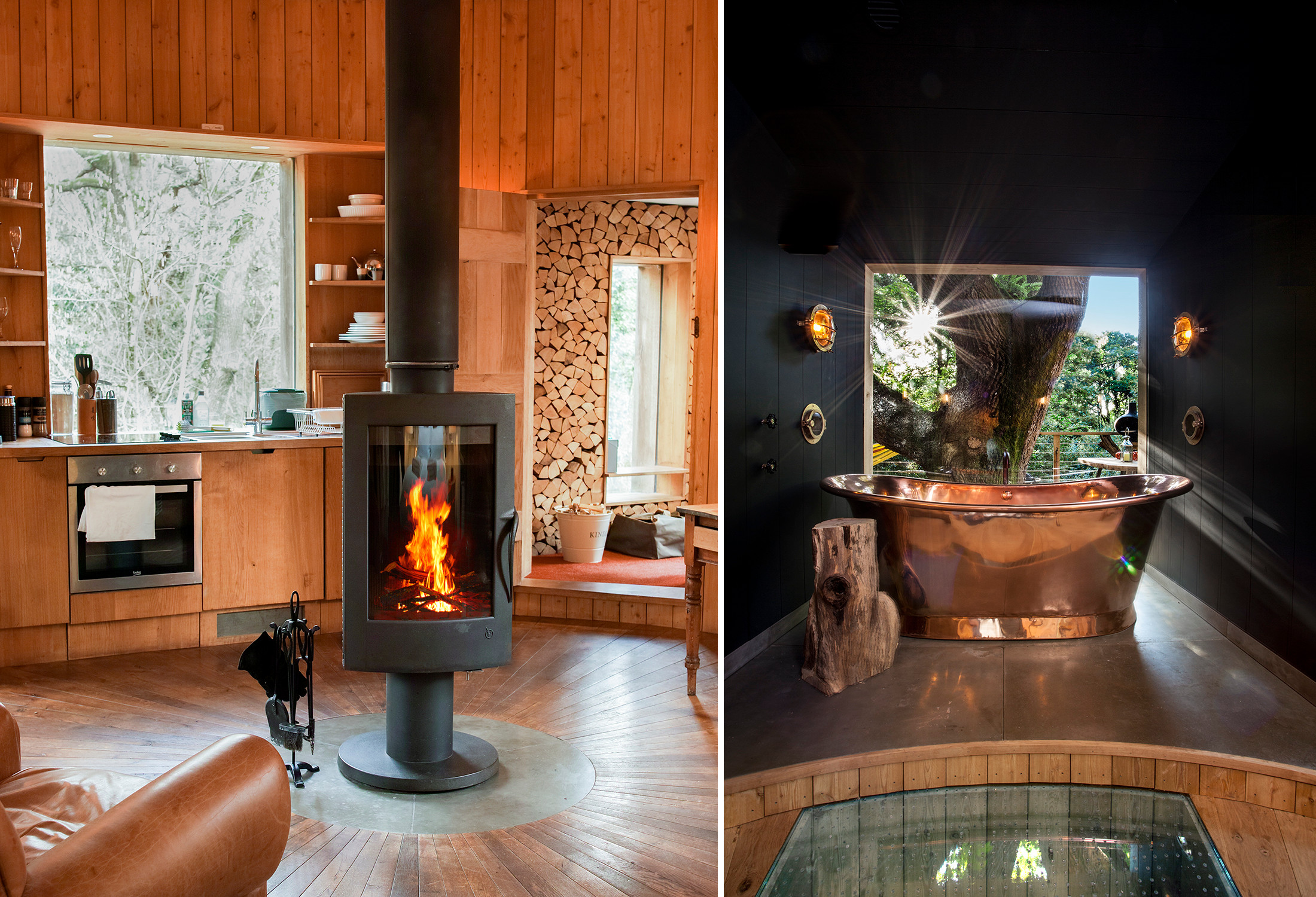 Inside the Woodsmans&#039;s Treehouse at Mallinson&#039;s Woodland Retreat