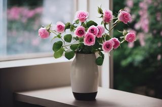 vase of pink roses