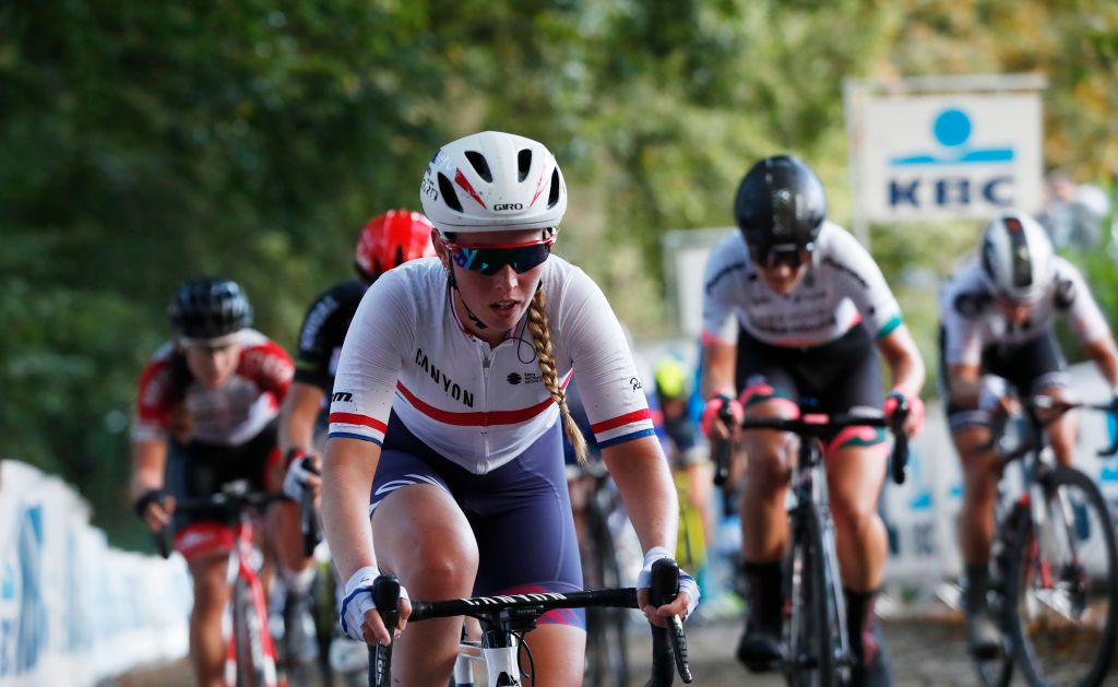 WEVELGEM BELGIUM OCTOBER 11 Alice Barnes of The United Kingdom and Team Canyon Sram Racing during the 9th GentWevelgem In Flanders Fields 2020 Women Elite a 1414km race from Ieper to Wevelgem GentWevelgem FlandersClassic on October 11 2020 in Wevelgem Belgium Photo by Bas CzerwinskiGetty Images