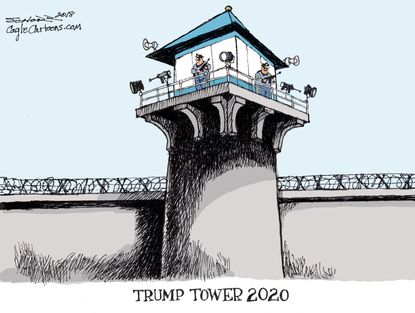 Political cartoon U.S. Trump Tower 2020 corruption