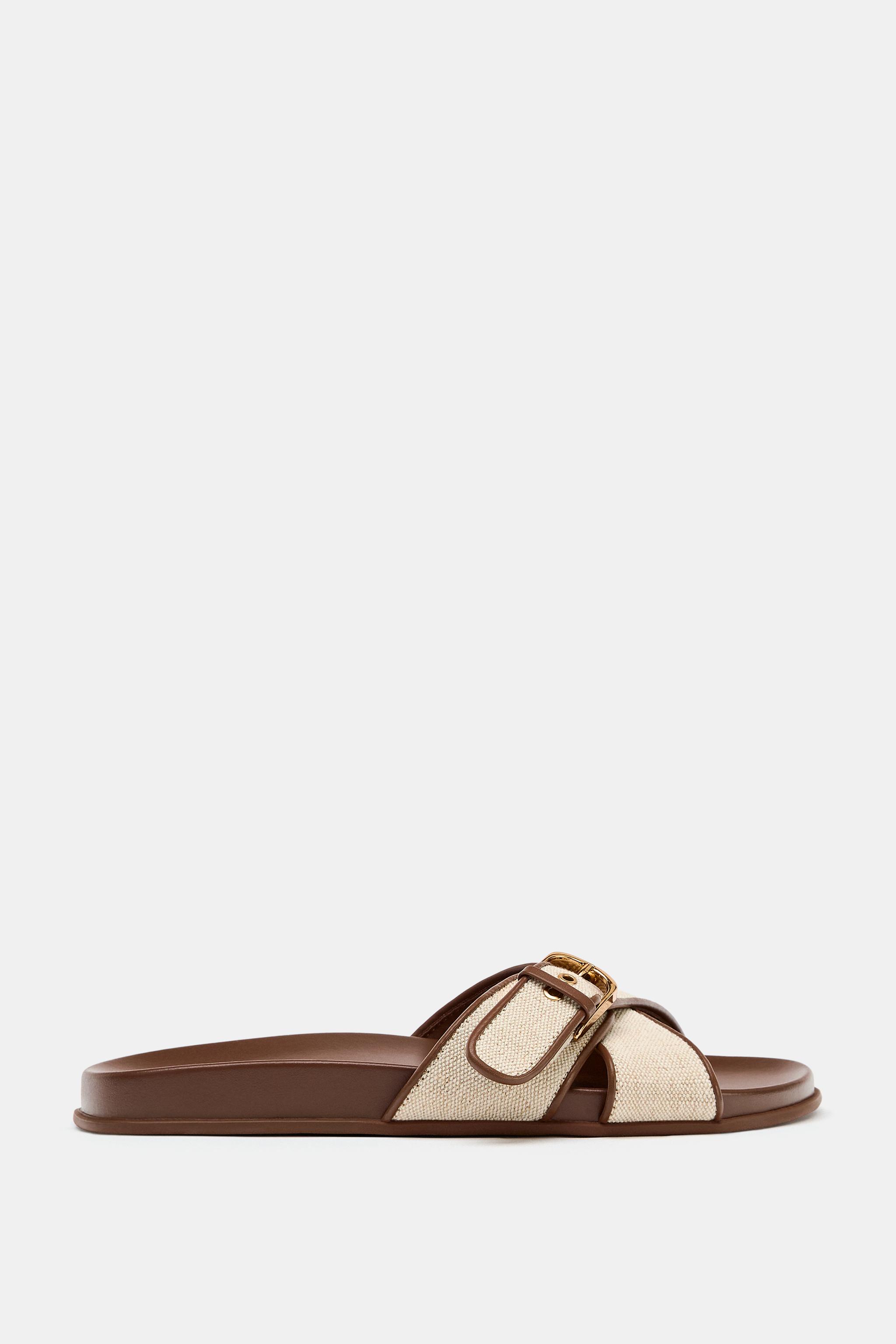 Buckle Sandals - Light Beige - 5