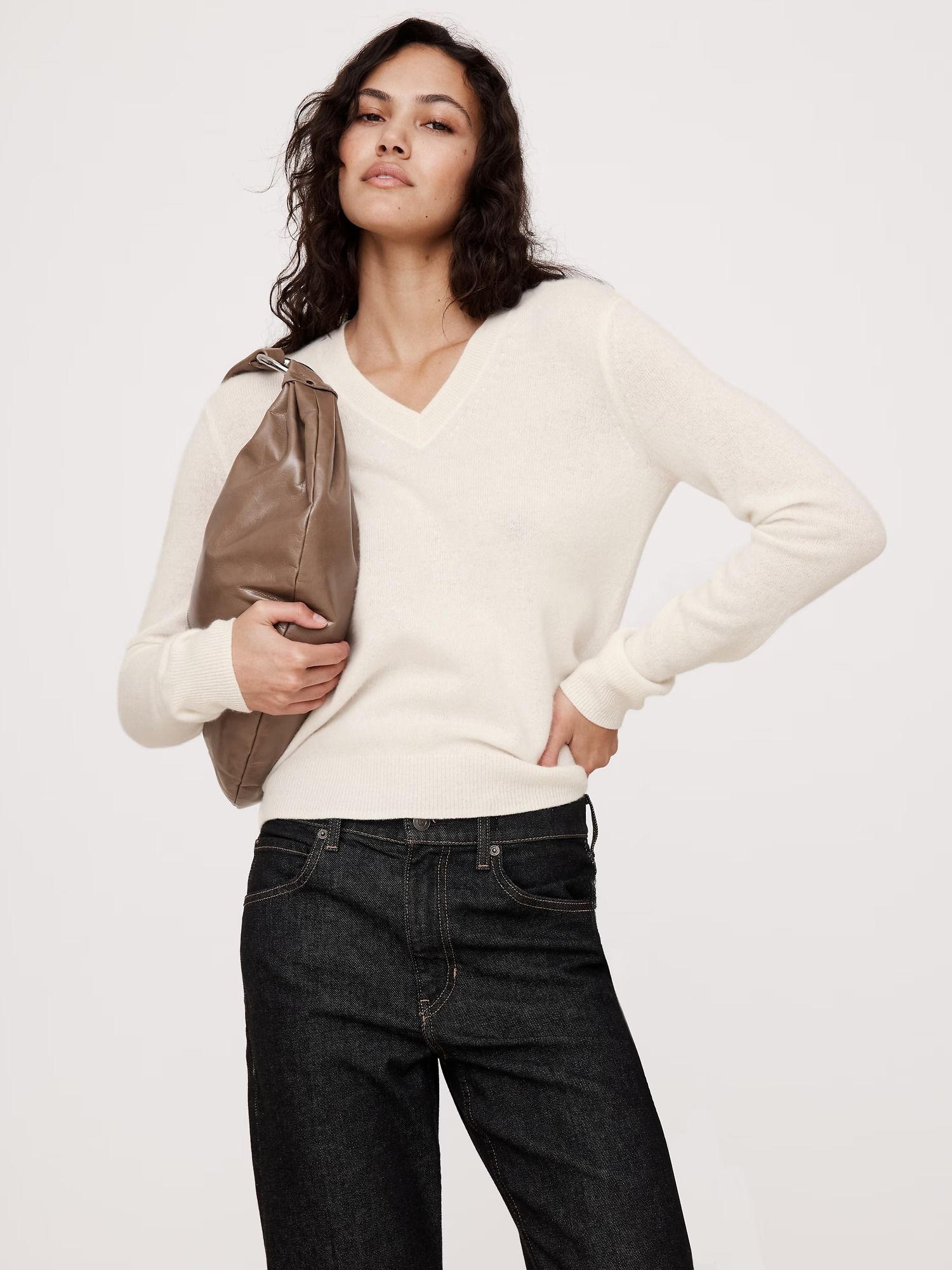 Banana Republic Lightweight Cashmere V-Neck Sweater.