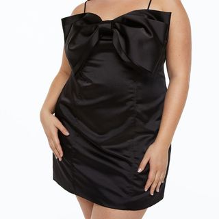 bow fronted black dress
