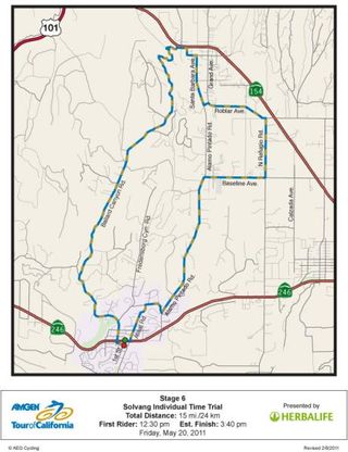 <p>Amgen Tour of California - Stage 6 Map</p>