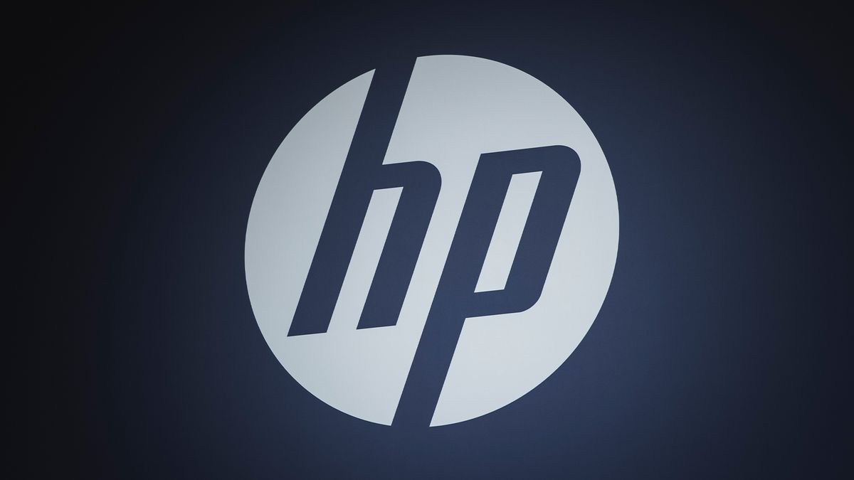 HP logo pictured at ISE 2024 in Barcelona, Spain. 