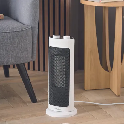 Aldi Electric Heater on wooden flooring in a living room