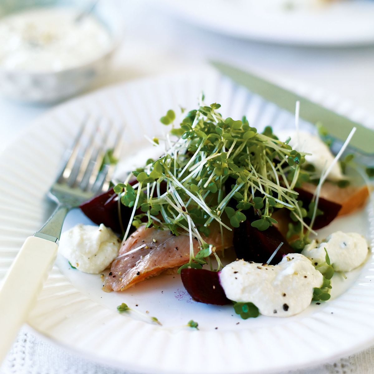 Smoked Trout with Horseradish, Beetroot and Cress Starter Recipes